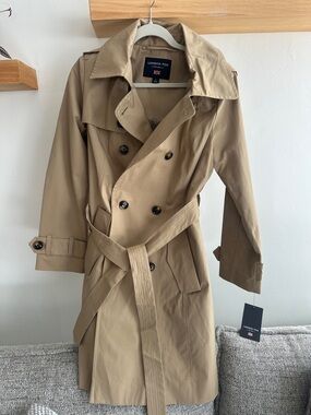 London Fog Double-Breasted Trench Coat - Tan